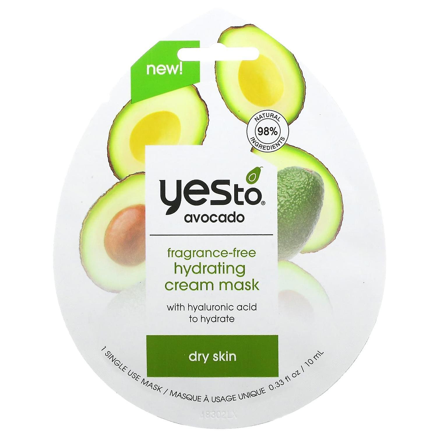 Yes To, Avocado, Hydrating Cream Mask, Fragrance-Free, 1 Sheet, 0.33 fl oz (10 ml)