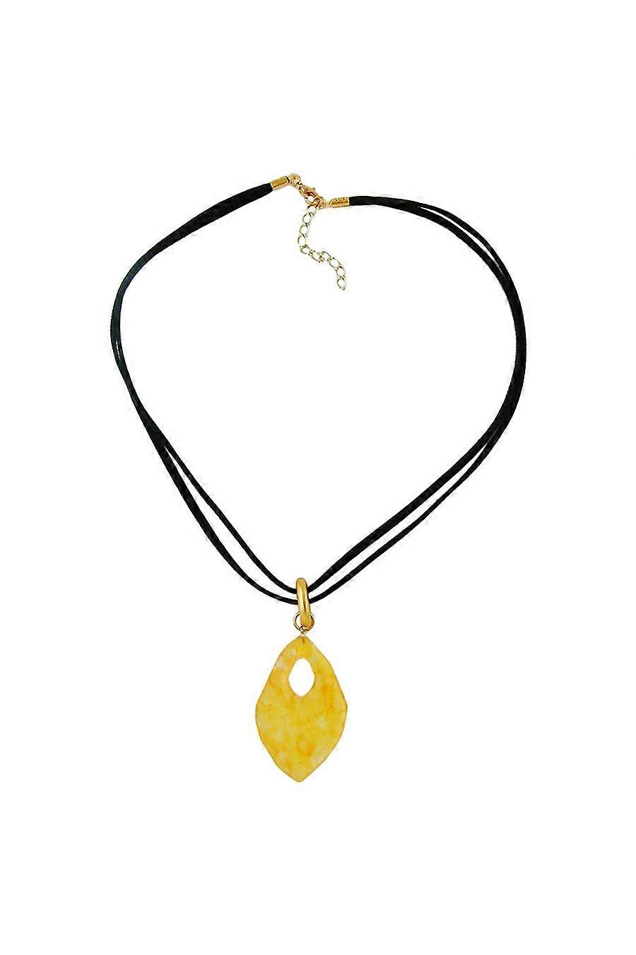 Necklace Amulet Yellow Marbled - Gl01735