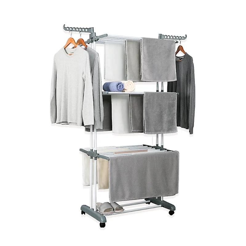 Herzberg HG-8034GRY: Moving Clothing Rack - Grey