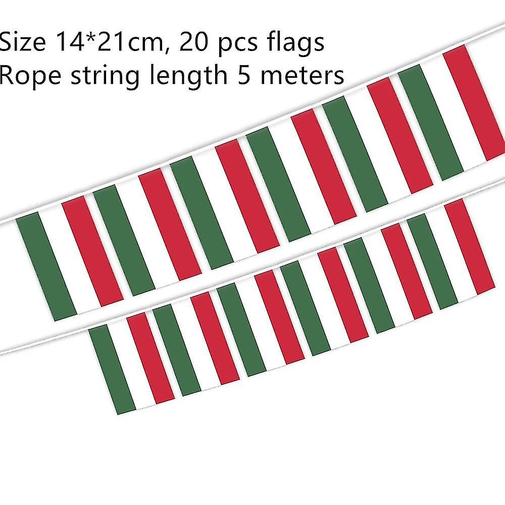 20pcs Flags National Flag Lines Hang On One Rope Magyarorszag Buntings 14*21cm Stream Banner String Hungary Banner