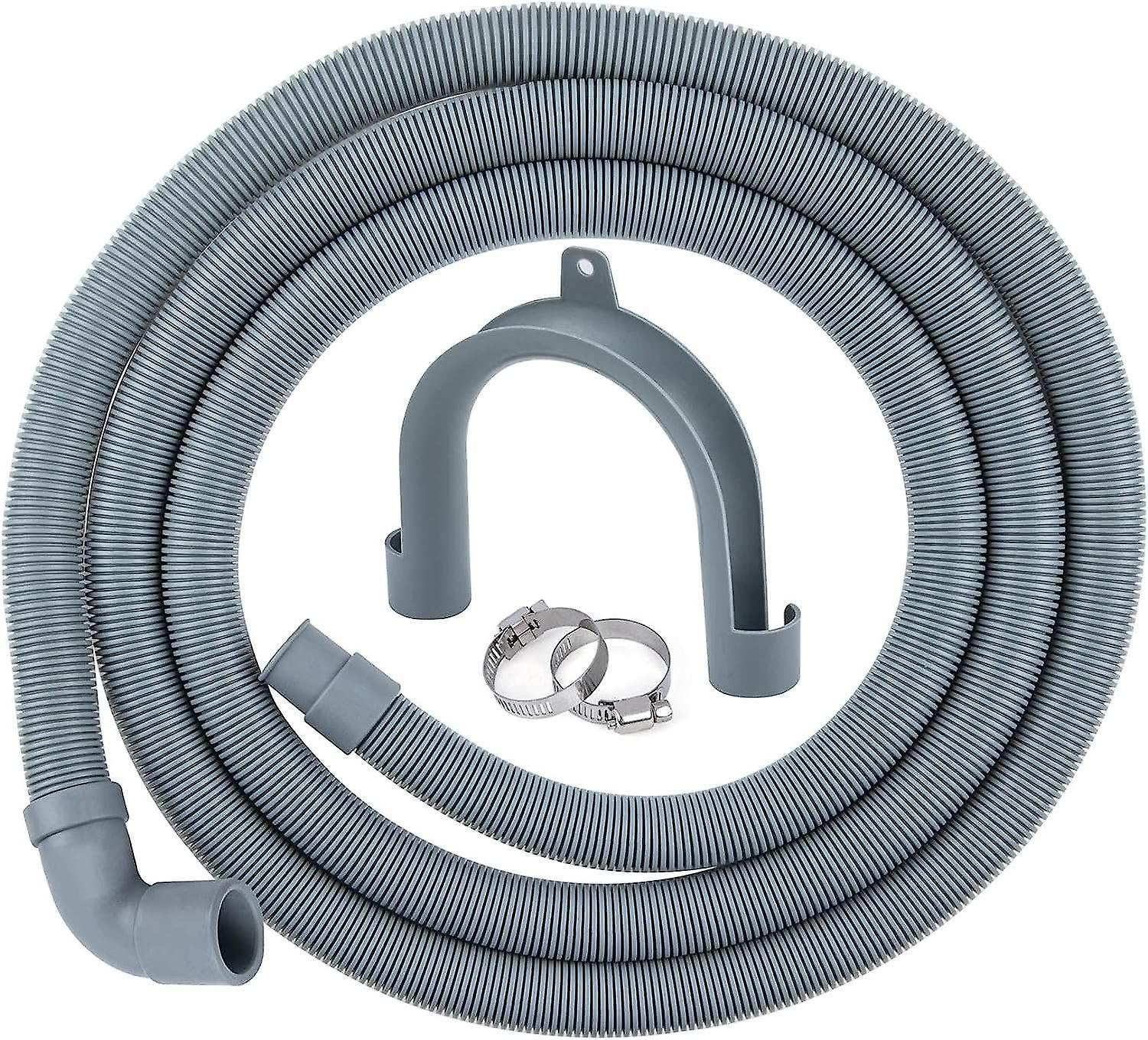 3m Drain Hose for Washing Machines and Dishwashers, Including Bracket and Clamps, Elbow