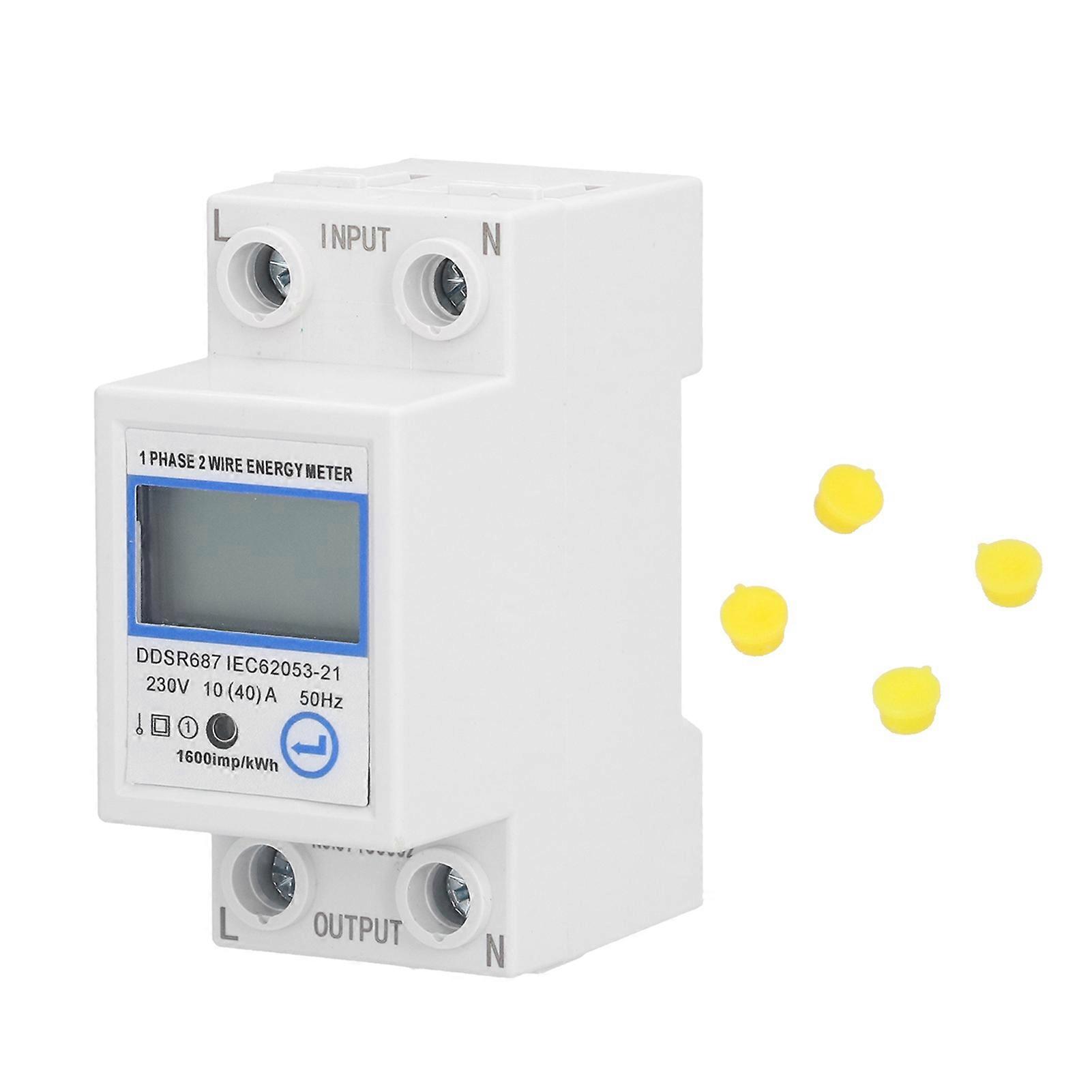1 Phase 2 Wire Energy Meter Multifunctional LCD Digital Display 2P DIN Rail Electric Meter for Home