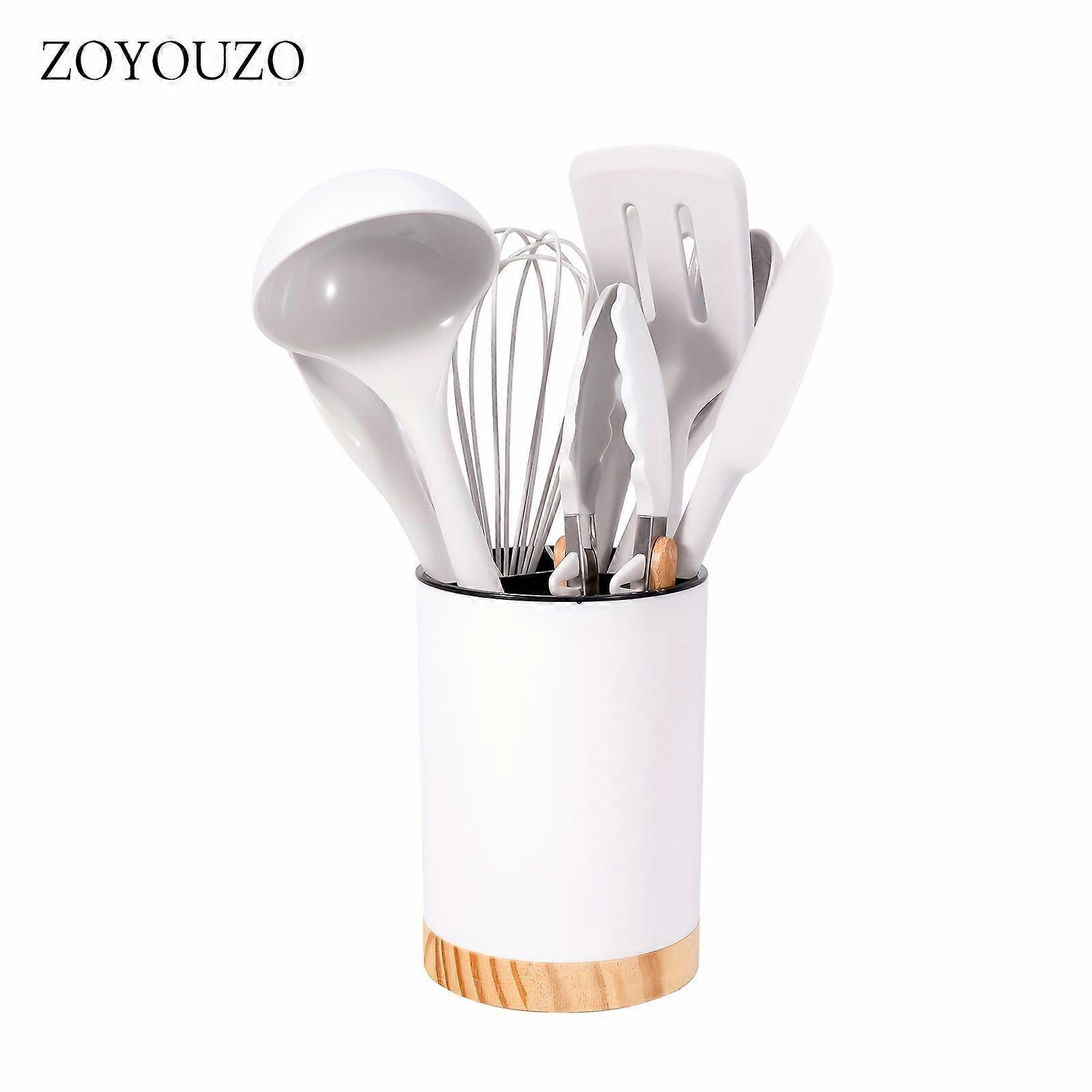 9pcs/set, Silicone Utensil Set, Kitchen Utensil Set, Safety Cooking Utensils Set With Storage Bucket, Non-Stick Cooking Utensils Set With Wooden Handl