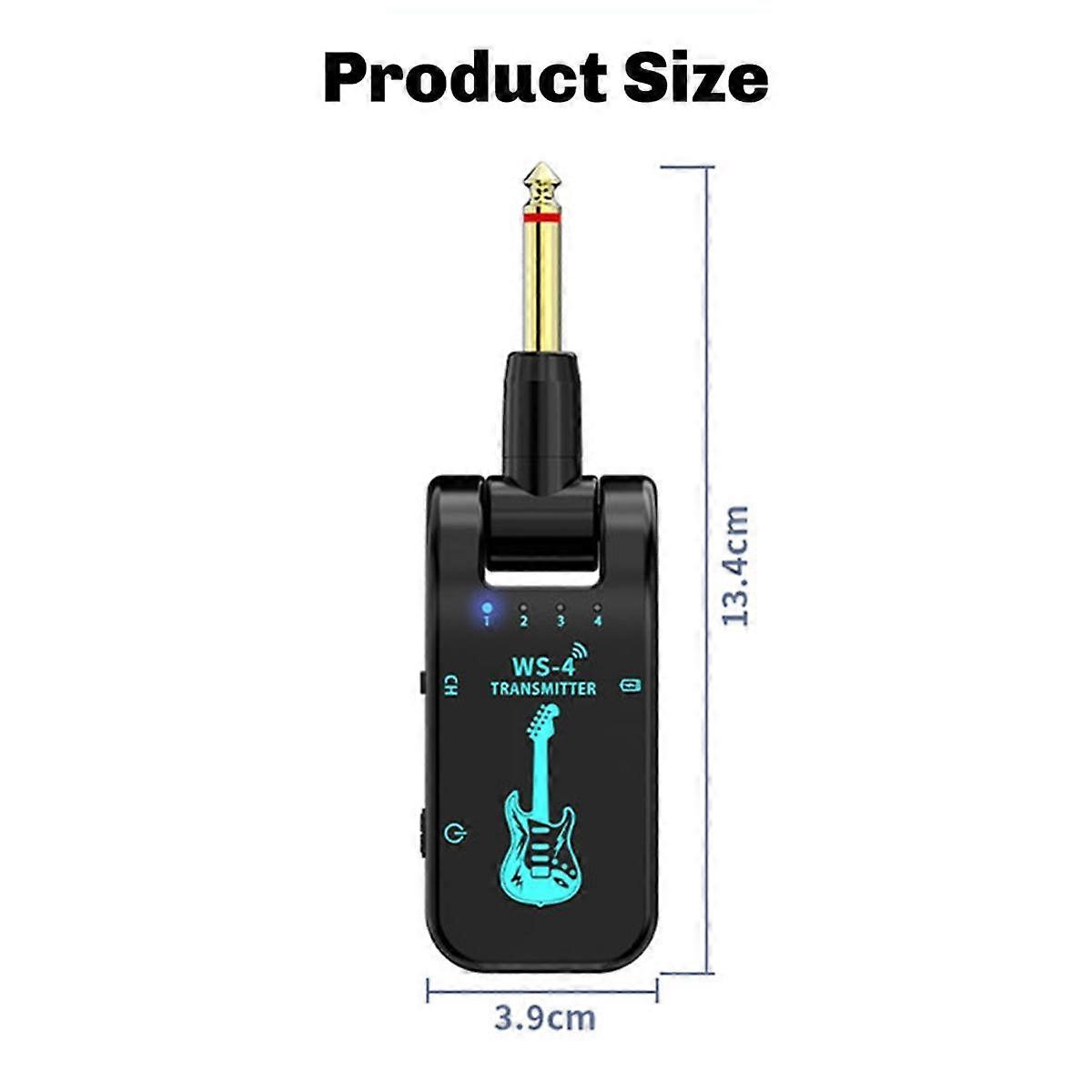 2.4G WS-4 trådlöst gitarrsystem gitarrsändarmottagare för elgitarrbas 48K / 16bit realtidsöverföring
