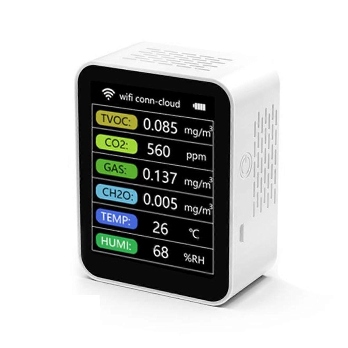 WiFi Smart Luftqualitätsmonitor CO2-Messgerät TVOC HCHO PM2.5 Tester Digitaler CO2-Sensor Formaldehydgas