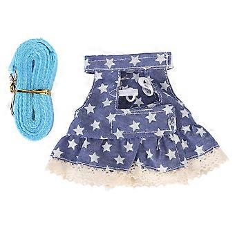 Correa de arnés de conejo Linda estrella azul ajustable Suave pequeño vestido de mascota Juego de correa para hámster hurones conejillos de indias s estrella azul