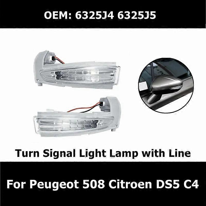 6325J4 6325J5 Front Wing Rear View Rearview Mirror Turn Signal Light Lamp with Line for Peugeot 508 Citroen DS5 C4