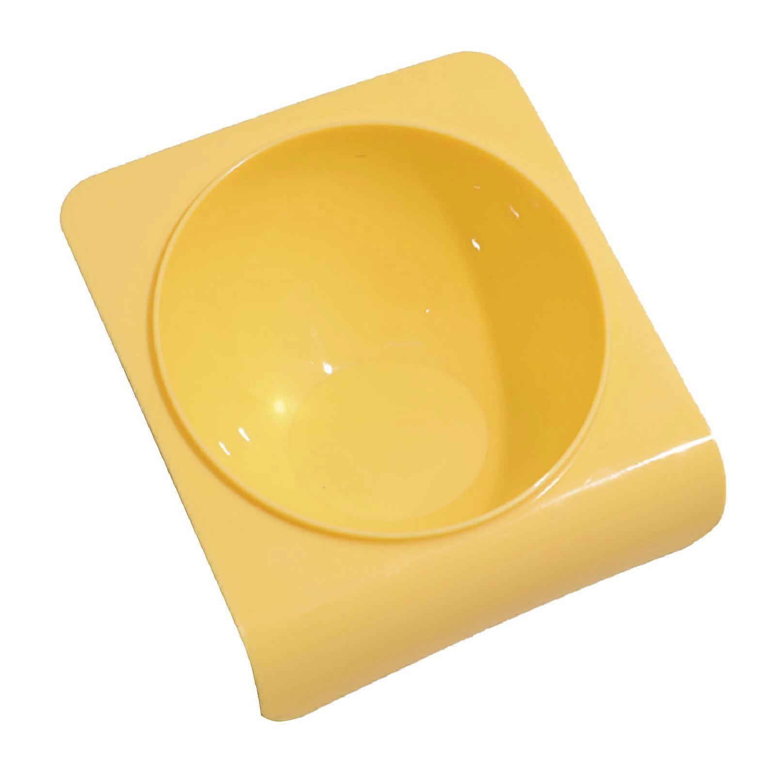 Katzennapf gekippt Einfacher Stil Erfrischende Farbe glatt geruchlos Kunststoff Tierfutternapf Zitronengelb