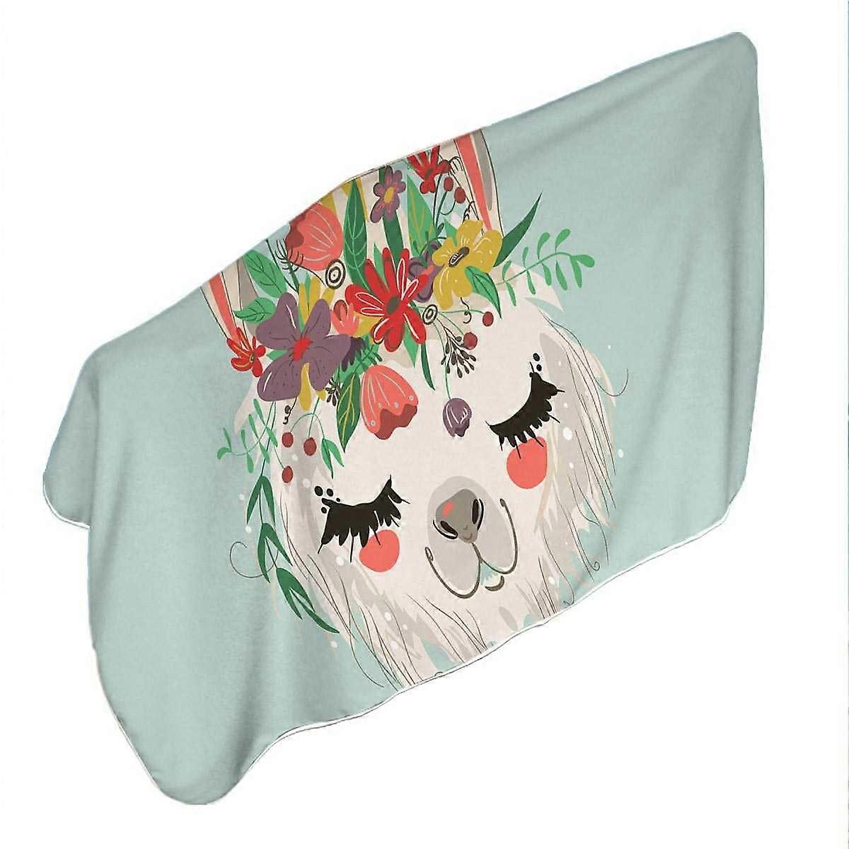 Floral Queen Llama Microfiber Beach Towel