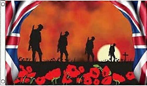 Lest we forget 4 soldiers flag with 2 eyelets