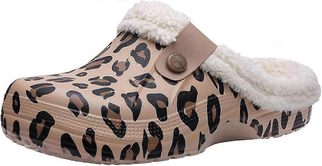Fur Lined Clogs Waterproof Winter Fuzzy Slippers for Women Men