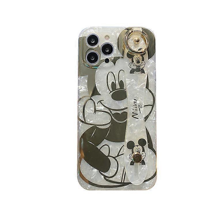 Cartoon Case for iPhone 13 Pro Max 6.7", Cute Golden Minnie Sparkle Bling Cover with Metal Chain Strap, Wrist Strap Kickstand Soft TPU Shockproof Prot