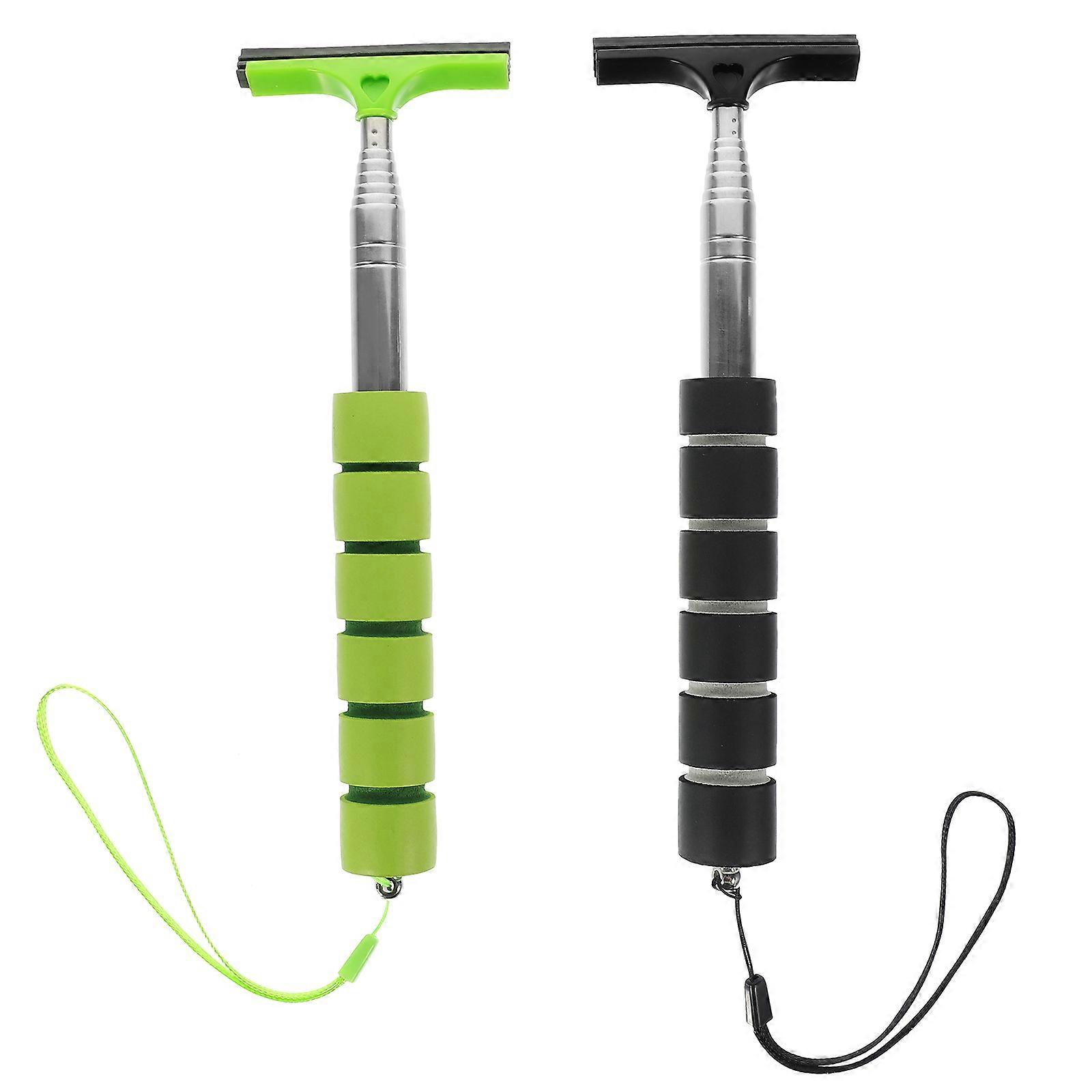 2pcs Car Mirror Squeegees Telescopic Car Rear View Mirror Wiper Multi-purpose Window Squeegee