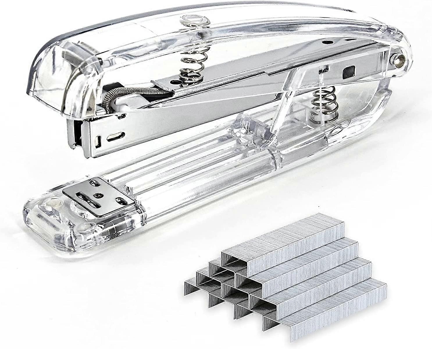 Office Stapler Clear Spring Power Desktop Stapler with 1000 Staples - Silver