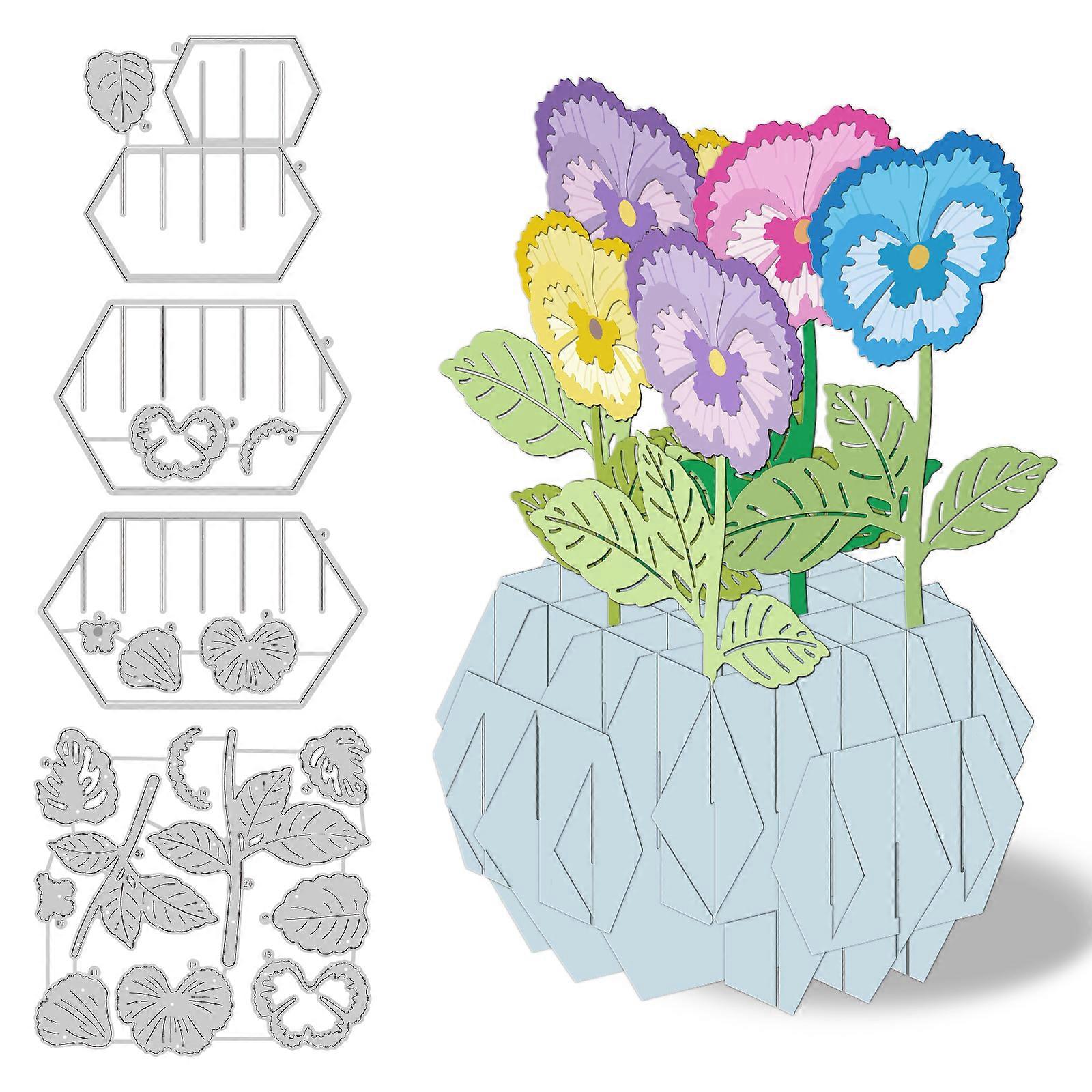 3D Pansy and Vase Pattern Decoration Template Reusable carbon steel Stencil