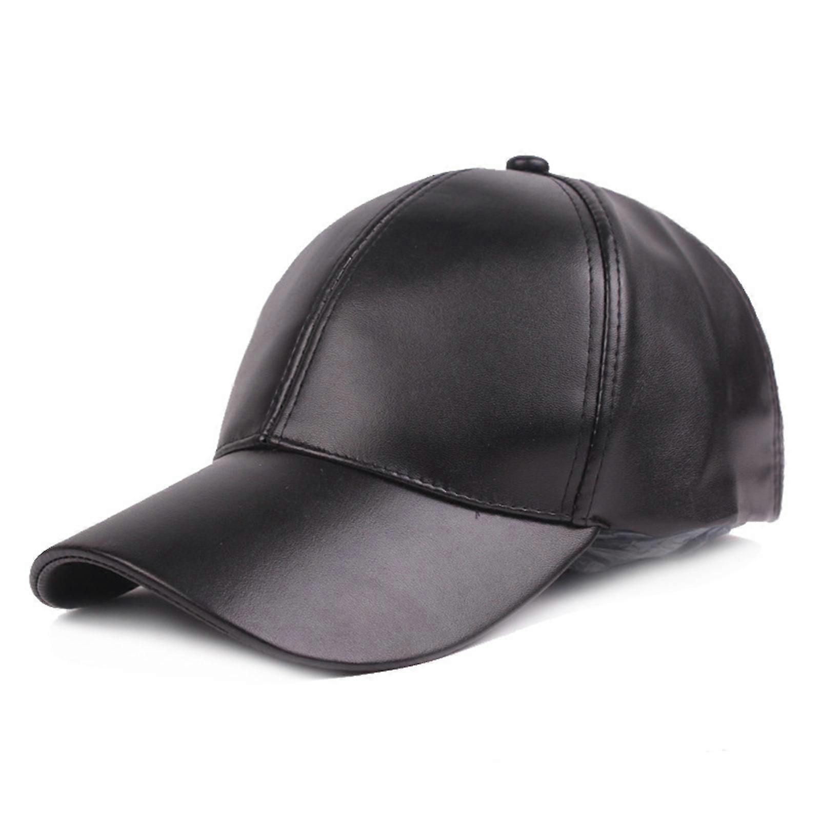 Causal Glossy Leather Duckbill Cap Simple Solid Color Unisex Baseball Cap For Couple Gifts