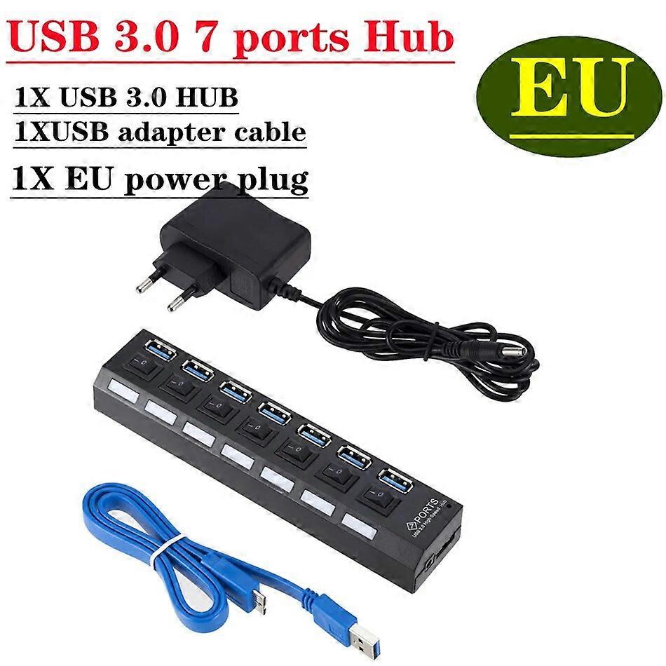 USB 3.0 Hub USB Hub 3.0 Multi USB Splitter 3 Hab Use Power Adapter 7 Port Multiple Expander 2.0 USB3 Hub with Switch for PC
