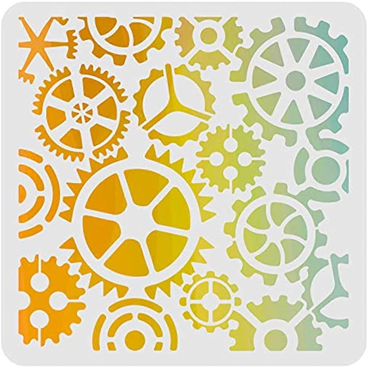Gear Stencils Template Plastic Gear Drawing Painting Stencils Square Reusable Stencils