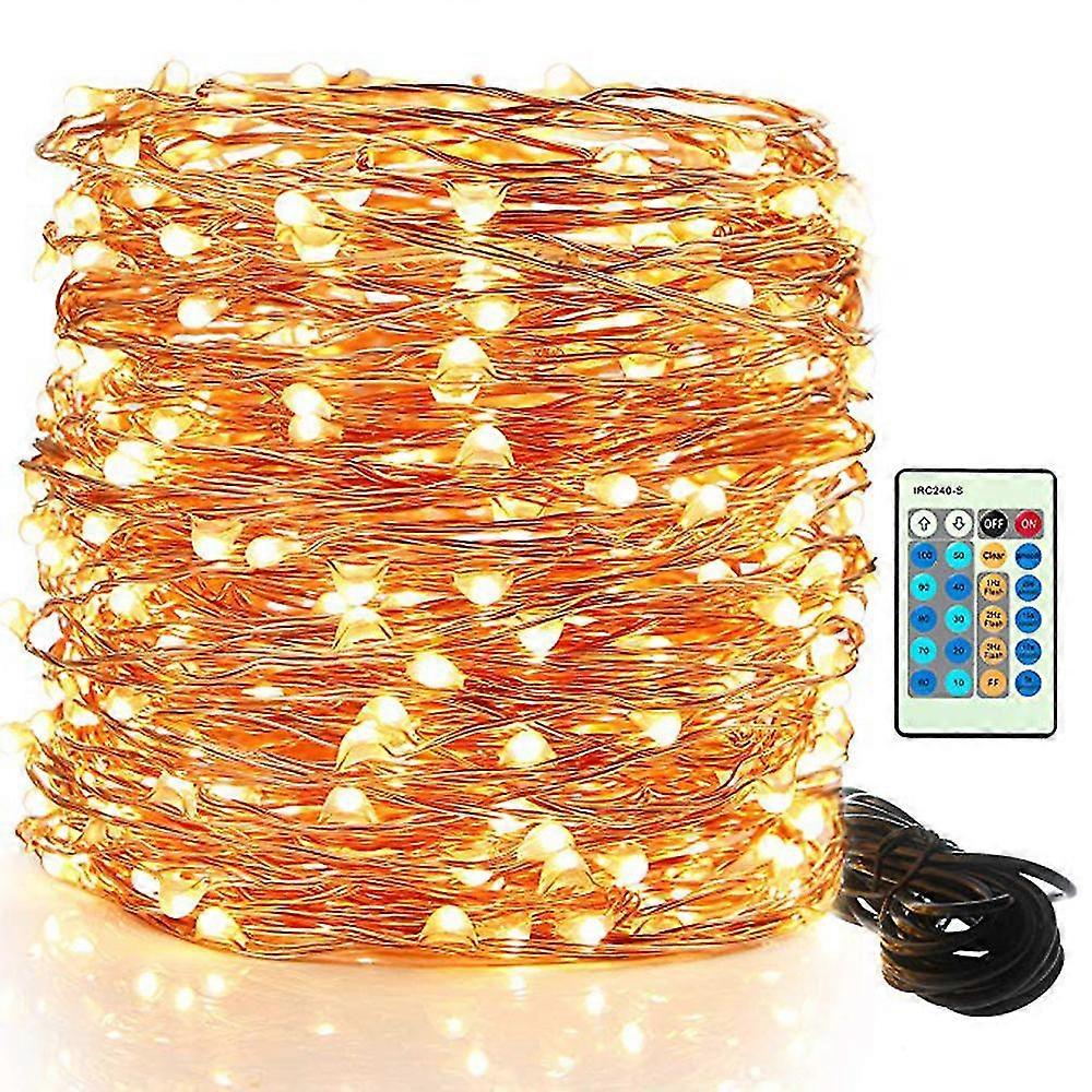 Led Light String, 10 Feet 300 Led Fairy Light Plugs, Dimmable Outdoor Tree Light, Ul Certified Warm
