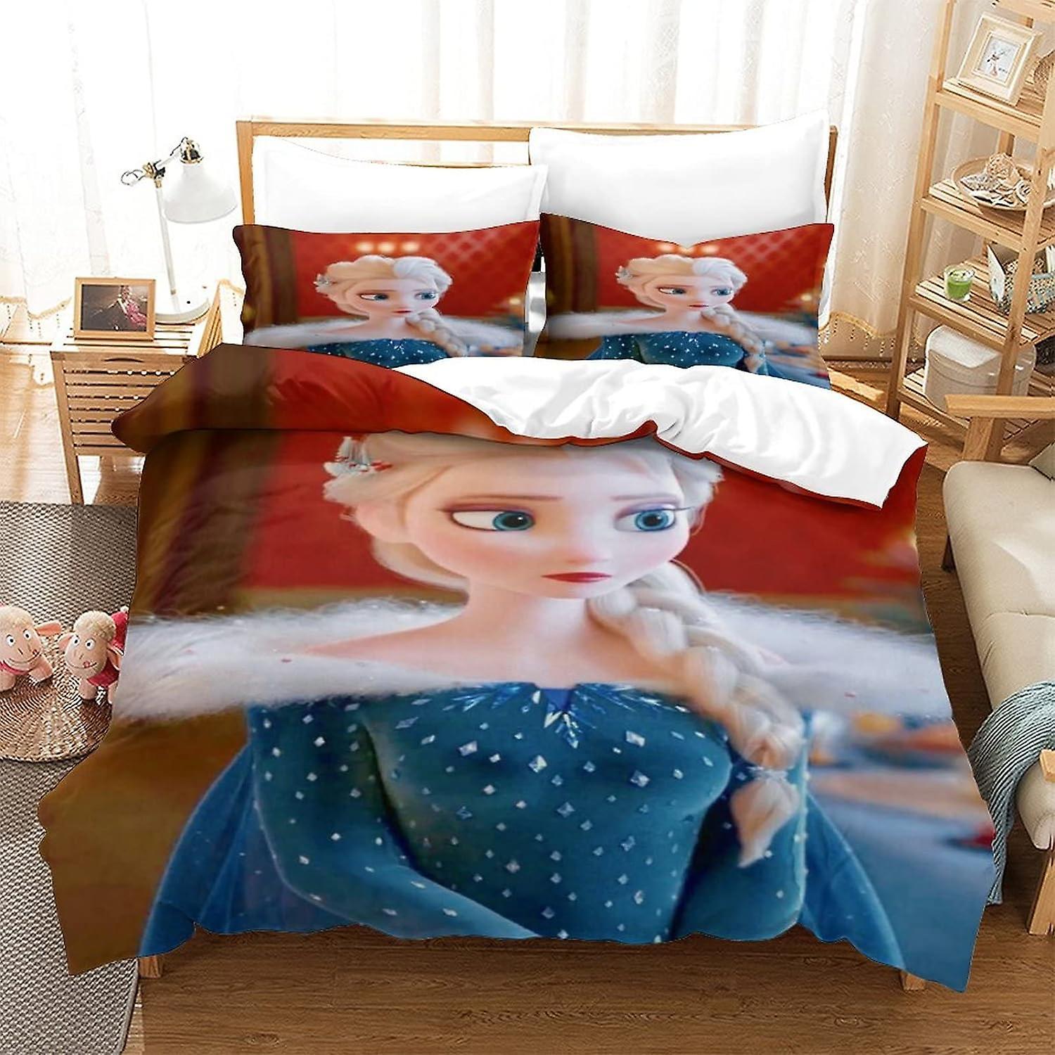Frozen Duvet Cover Sets Bedding Set with Zipper Closure for Kids Teens Pieces Skin-friendly Quilt Cover DE