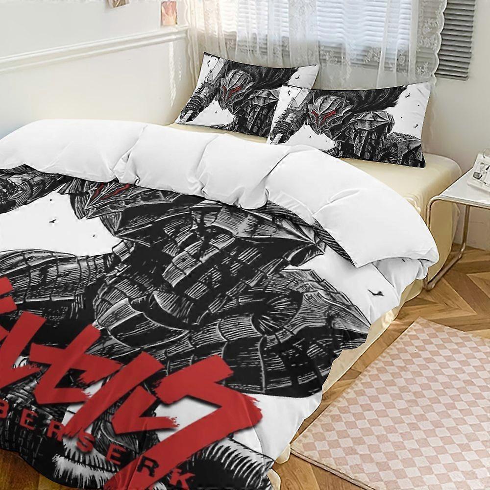 x290 Anime Berserk Conjunto de Cama de 3 Peças Quente e Confortável Conjunto de Cama com 1 Capa de Edredom e 2 Fronhas para Quarto b290