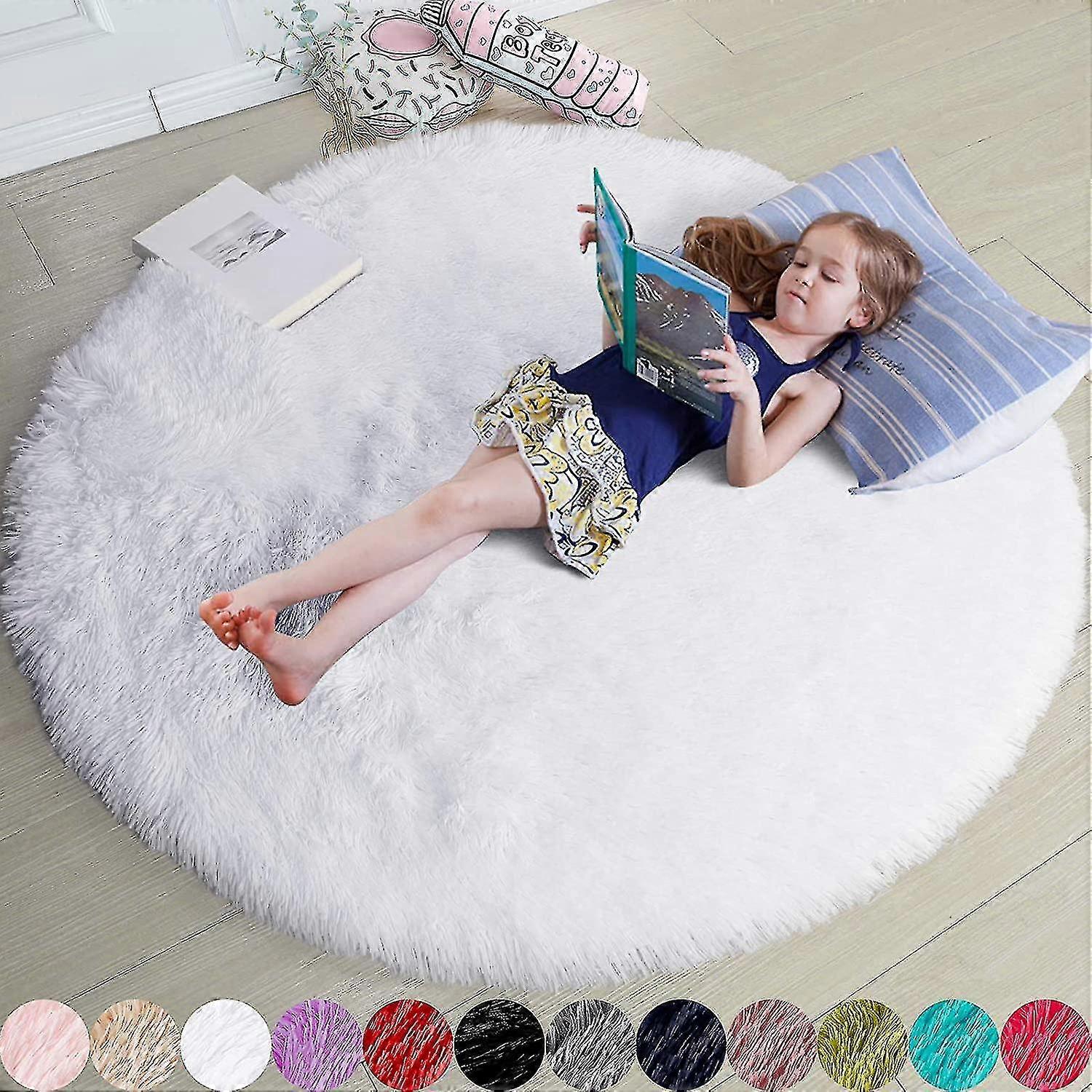 Okrągły dywan kompatybilny z sypialnią, puszyste koło kompatybilne z dziećmi