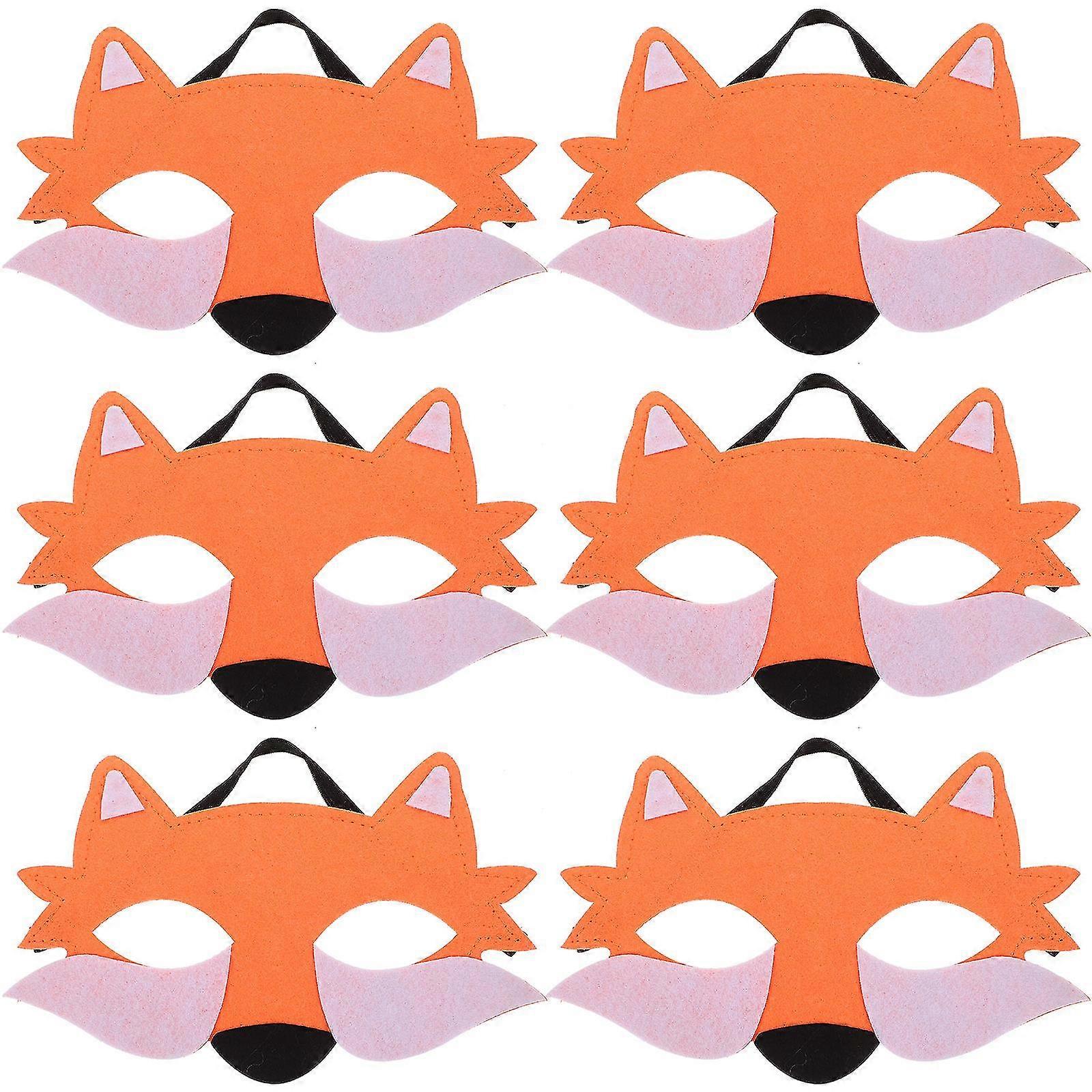 6pcs Cosplay Fox Masks Felt Mask Animal Mask Half Face Mask Halloween Cosplay Mask Prop