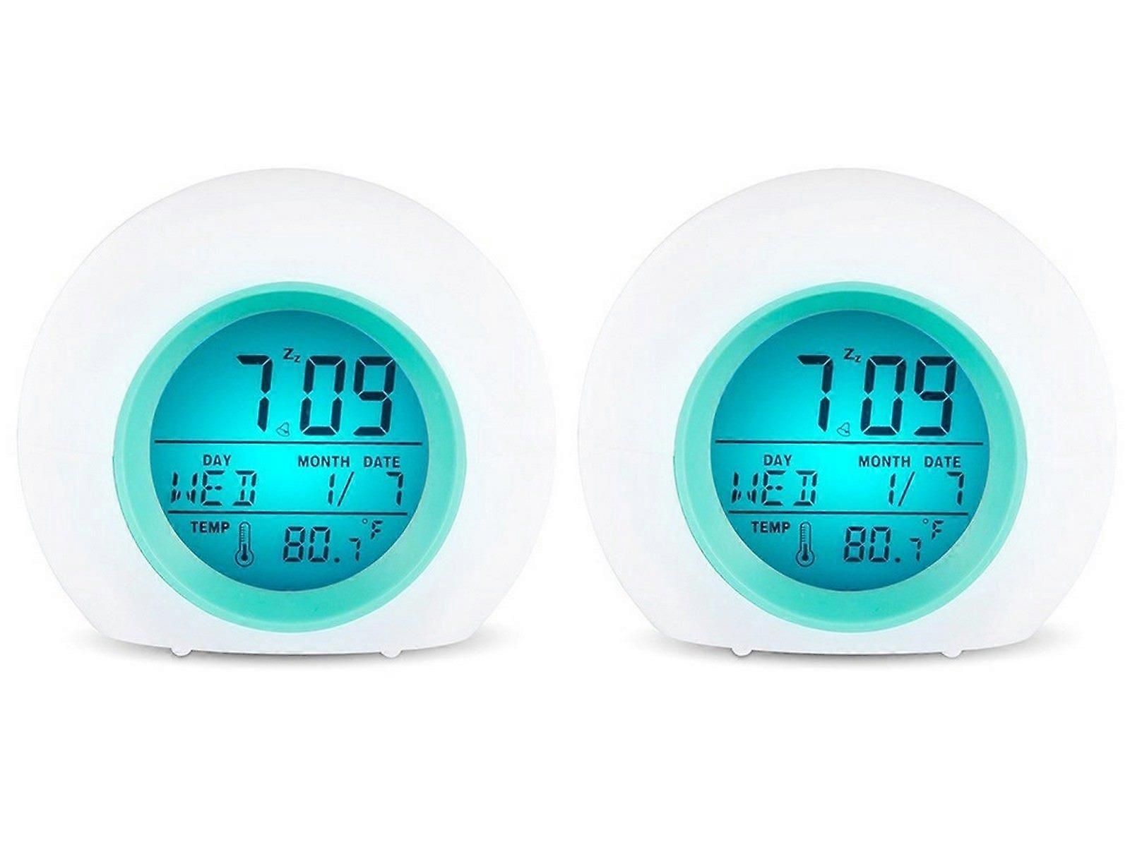 2PCS Multi-function LED Digital Alarm Clock with Seven Changing Colours