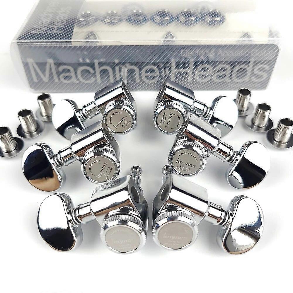 1 Set  3R3L Locking Electric Guitar Machine Heads Tuners For LP SG Lock String Tuning Pegs Chrome Silver