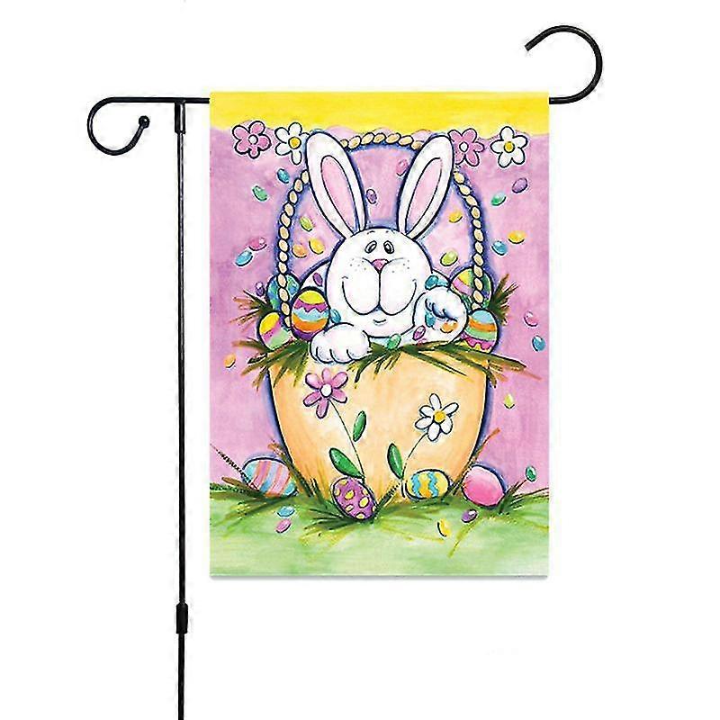 Easter Bunny Egg Pattern Linen Garden Flag Printed Double Sided