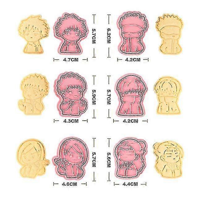 6pcs Anime Jujutsu Kaisen Cookies Cutter Set Tools 3d Pressing Cookie Biscuit Mold Baking Tools