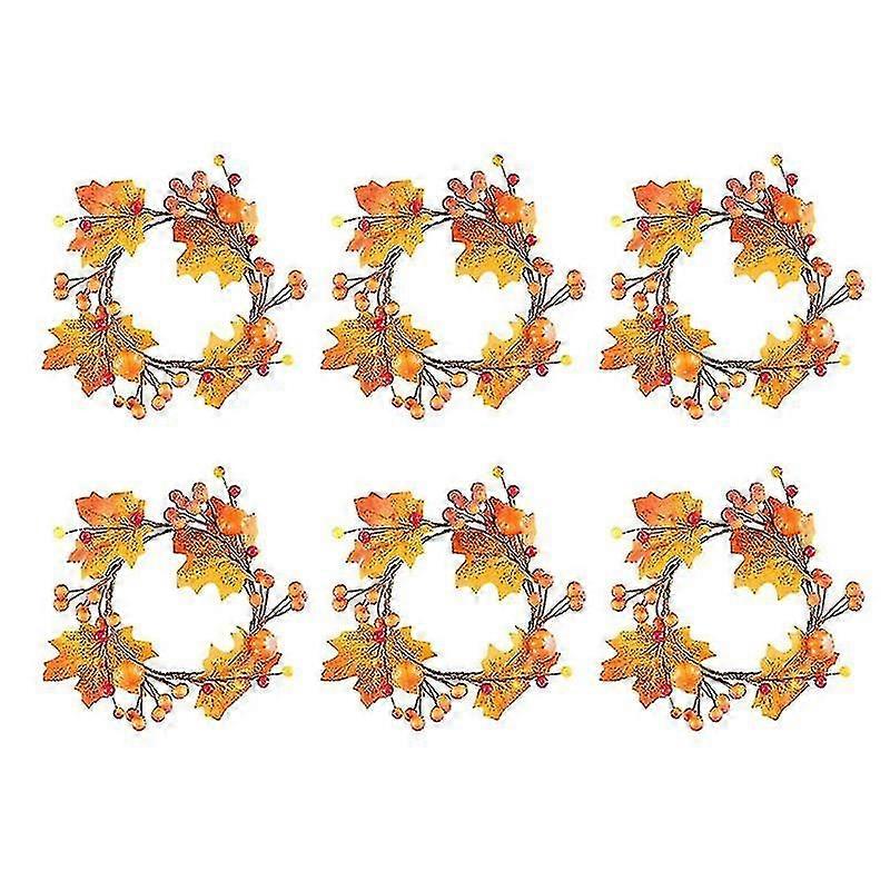 6pcs Christmas Candle Rings Wreath Artificial Berry Candle Rings
