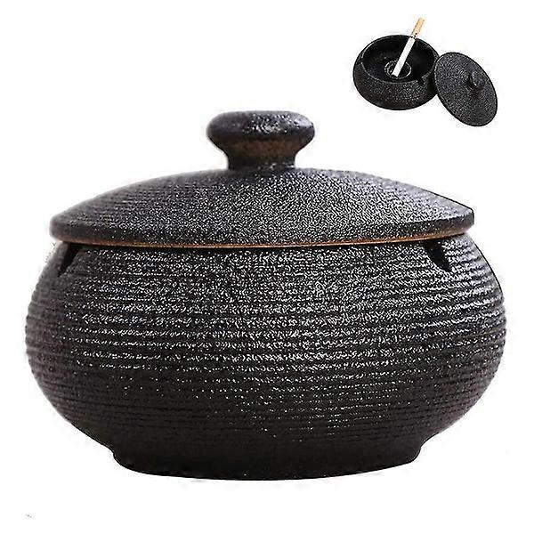 Ceramic Ashtray With Lids, Windproof, Cigarette Ashtray For Indoor