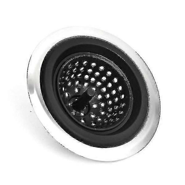 Kitchen Bathroom Sink Strainer Stainless Steel Drain Filterblack2pcs