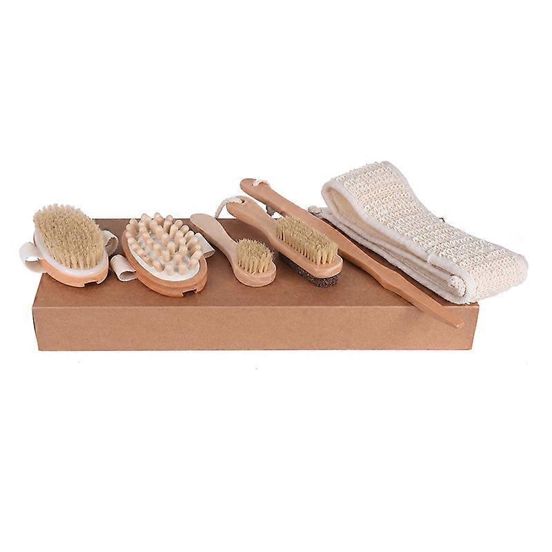 Body Brush Back Scrubber Loofa Sponge 6 in 1 Bath Brush Set