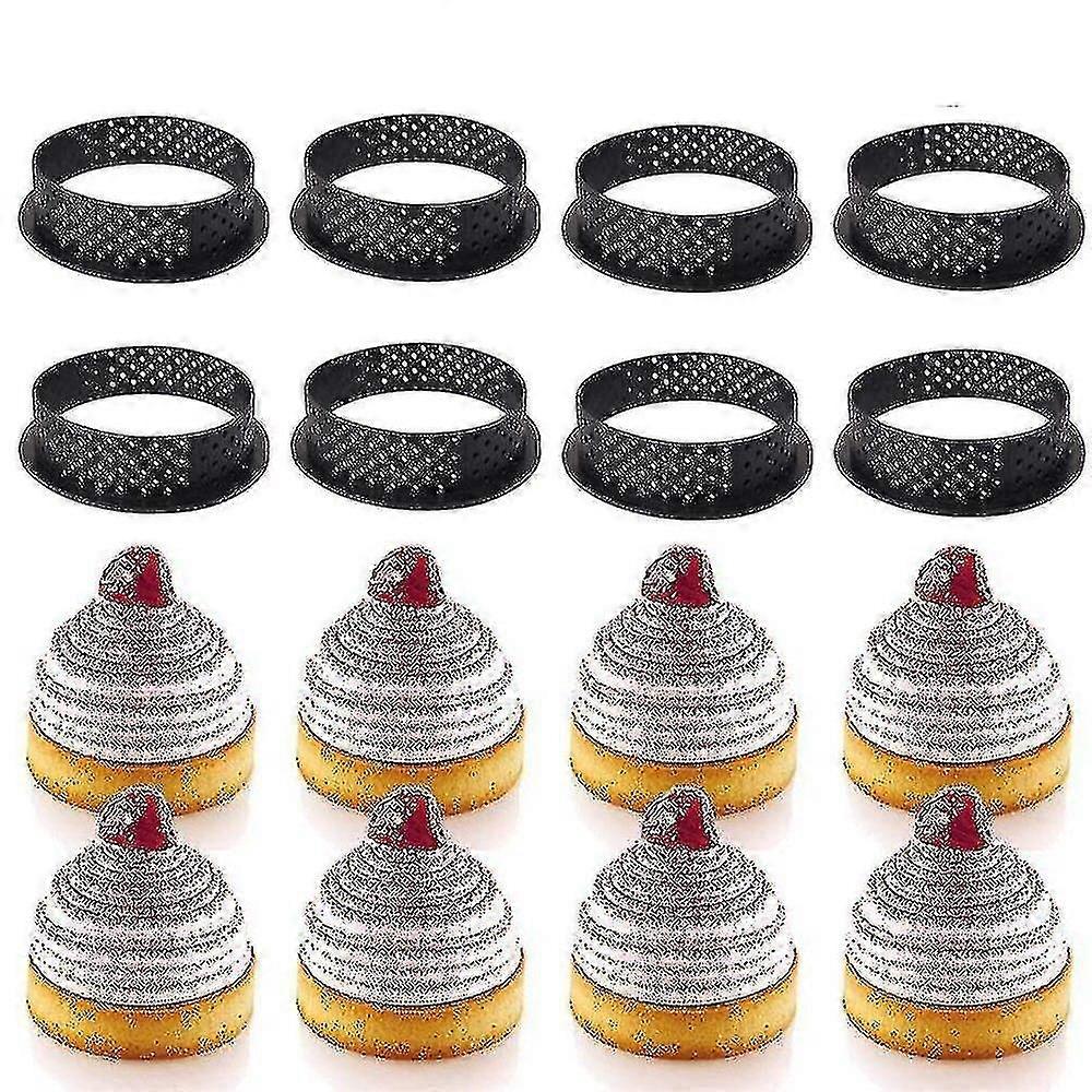 8pcs/set Non Sticktart Mold Tarte Ring Perforated Plastic Cutting Rings Mousse Circle Cutter Diy