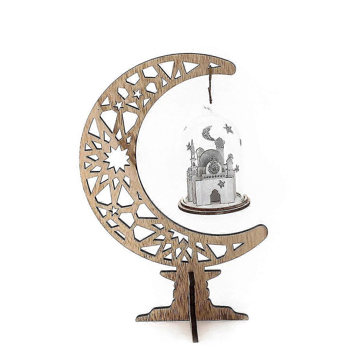 Ornamento de madeira da lanterna da lua, artesanato, decorações home, presentes do ofício e decorações (lua)