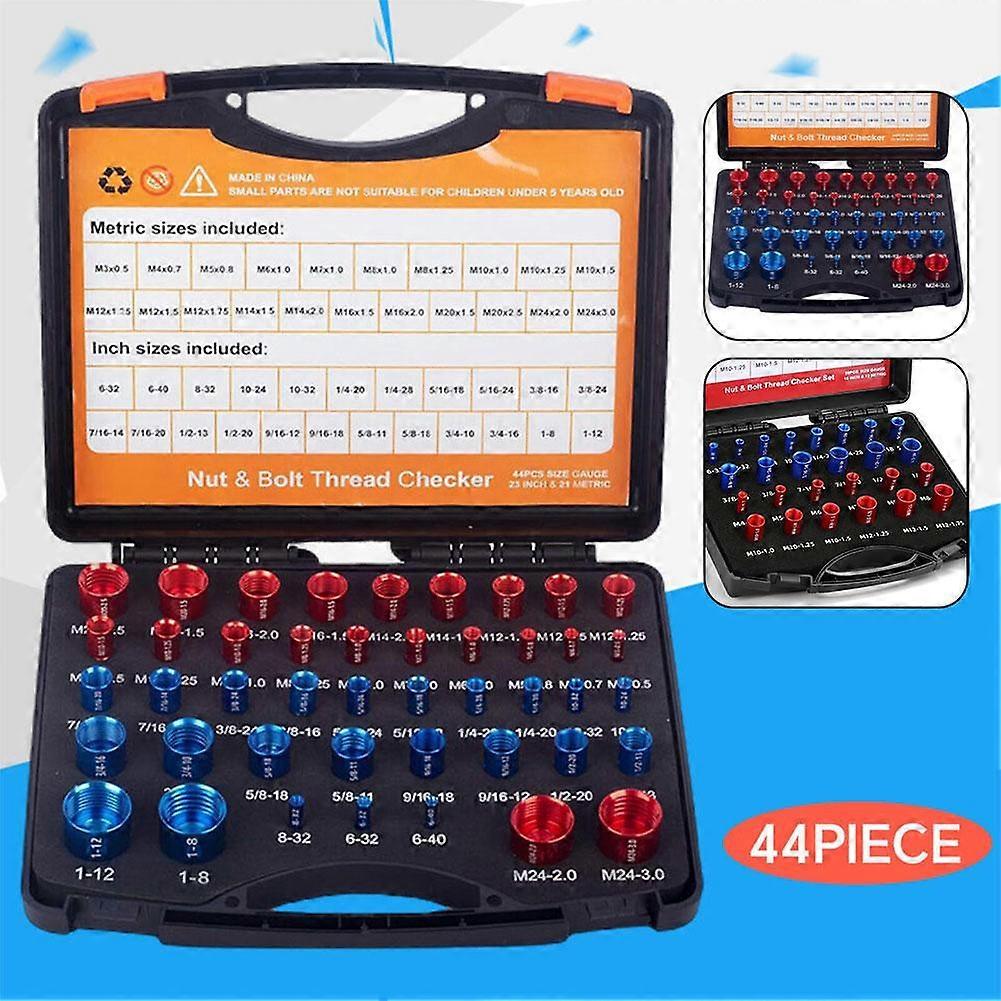 26/44x Inch & Metric Set Nut & Bolt Thread Checker Identifier Thread ...