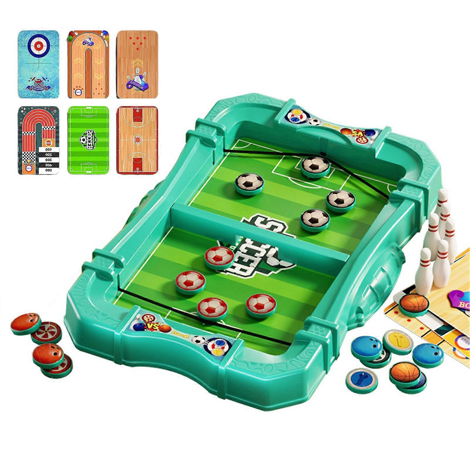 Ball Launcher Board Game with Replaceable Scene Board 2 Player Competitive Educational Football Basketball Bowling Hockey Toy Toddlers Boys Girls Gift