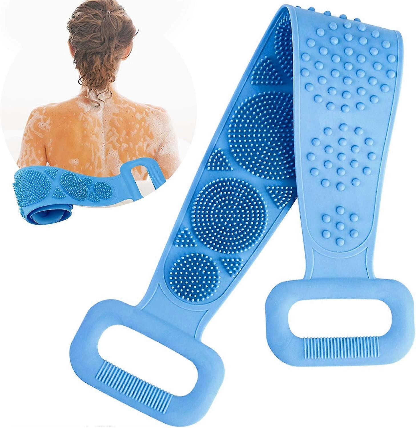 70 CM Silicone Bath Brush,Extra-Long Shower Back Brush(Blue)