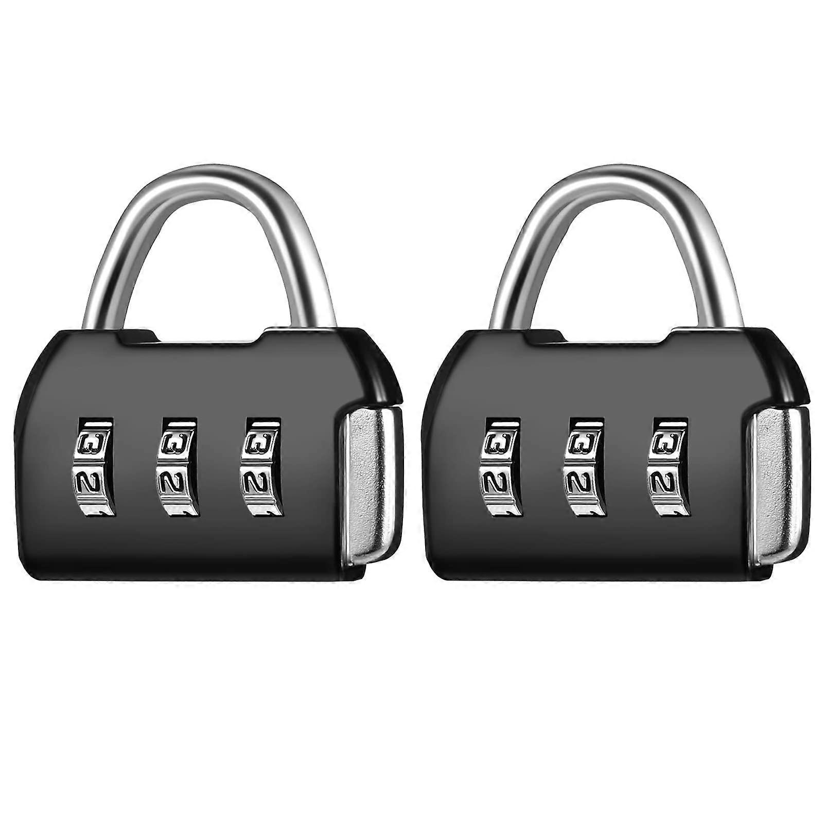 2 Pack 3 Digit Combination Padlock, Black Digit Security Padlocks Resettable Code Locks Suitcase Combination Locks Outdoor Waterproof Coded Padlock Sm