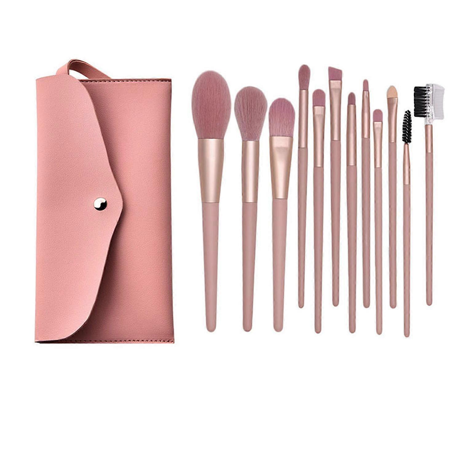 12-piece pink makeup brush set
