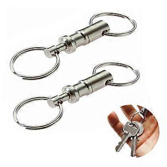 12 Pack Quick Release Key Ring with Double Split Ring Bulk Detachable Silver