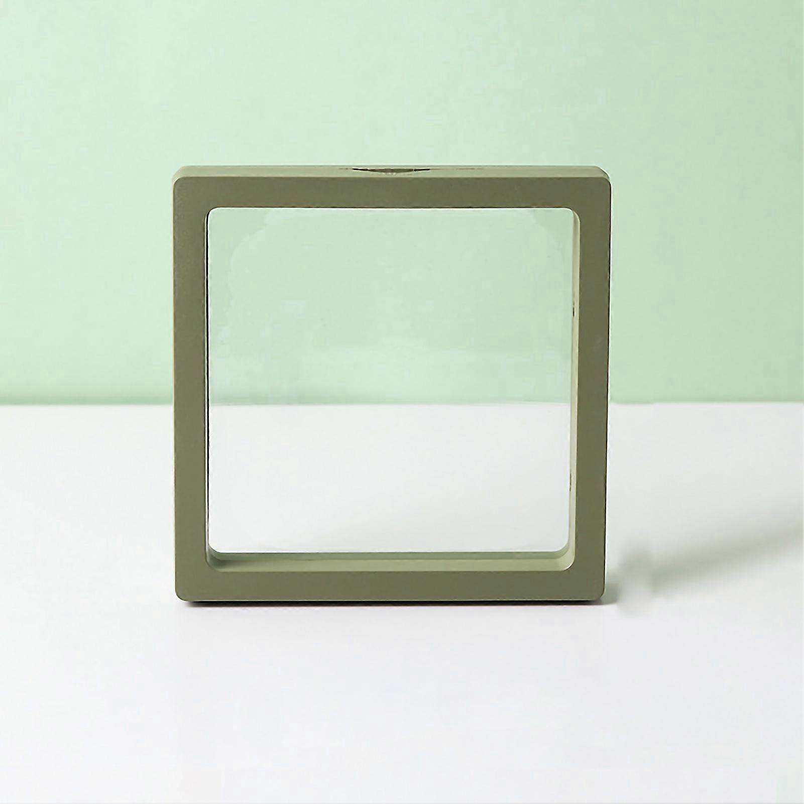 Transparent PE Film Jewelry Storage Box Floating Frame Earrings Display Holder 11x11CMGreen