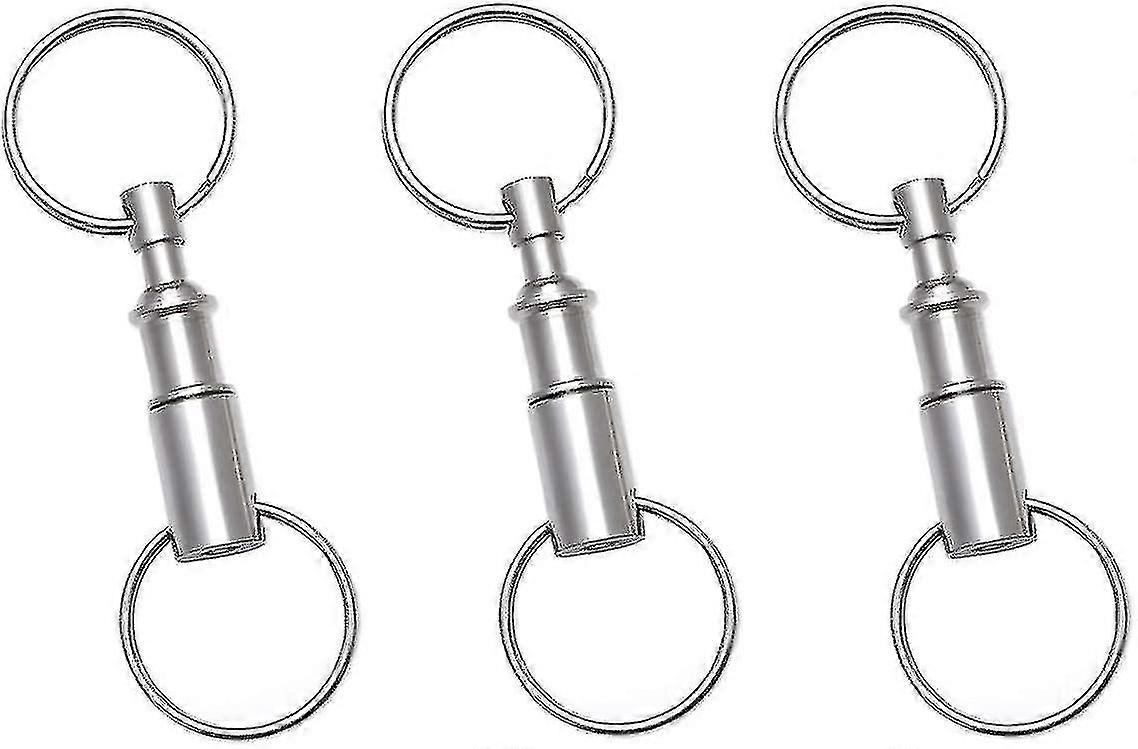 3 Pack Quick Release Detachable Pull Apart Key Rings Keychains,double Spring Split Snap Seperat
