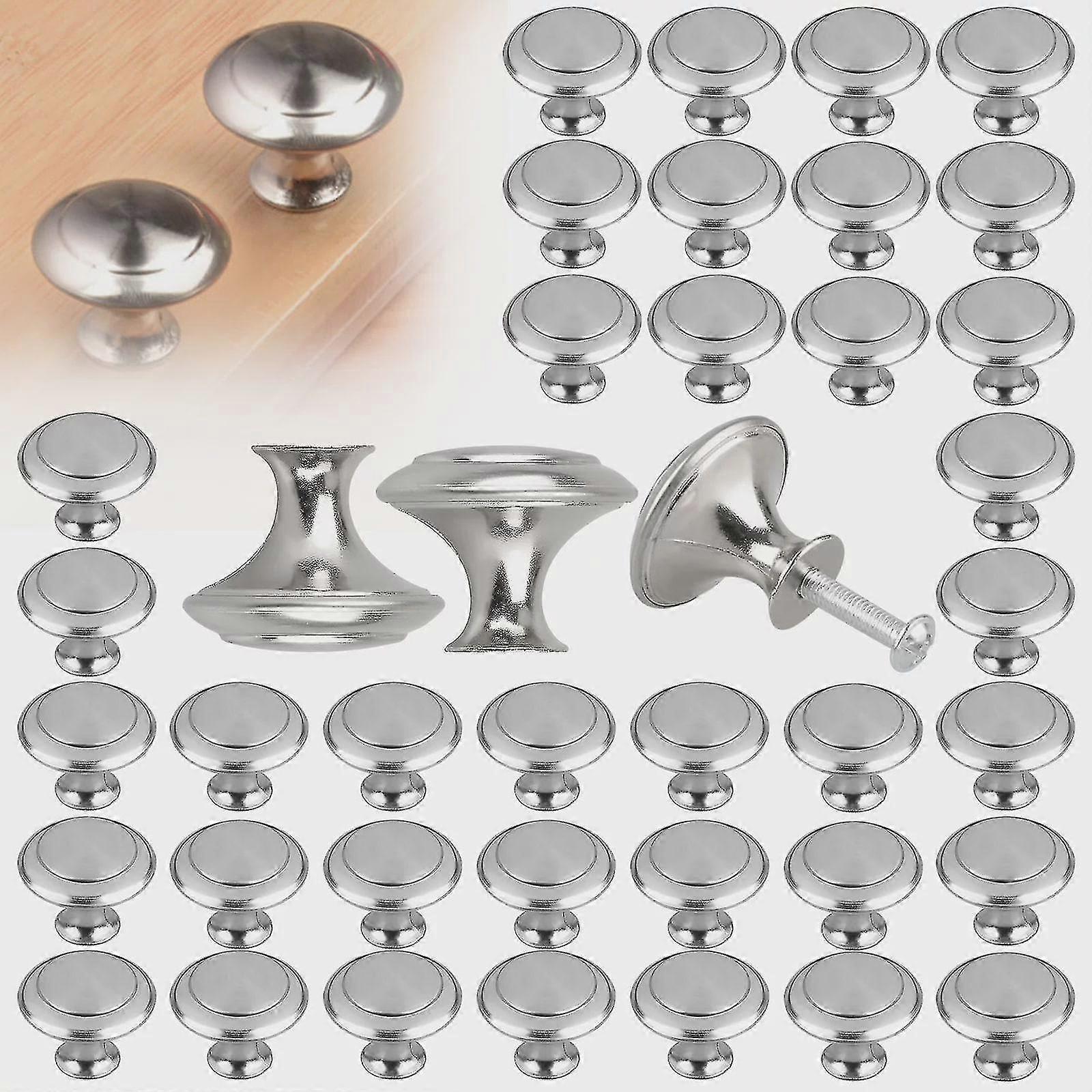 40/20pcs Kitchen Cabinet Heavy Pull Knobs, Brushed Nickel Cabinet Knobs Cupboard Door Knobs Kitchen Hardware Round Pull Knobs For Bathroom Draw-
