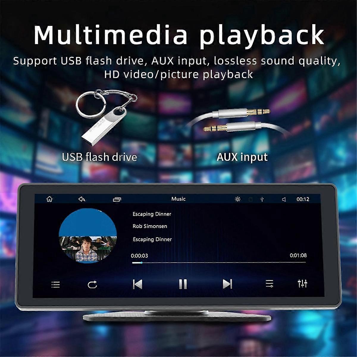 Car 10.26Inch Bluetooth Portable Screen GPS Navigation Display Wireless Carplay Android Auto MP5 Player Driving Recorder