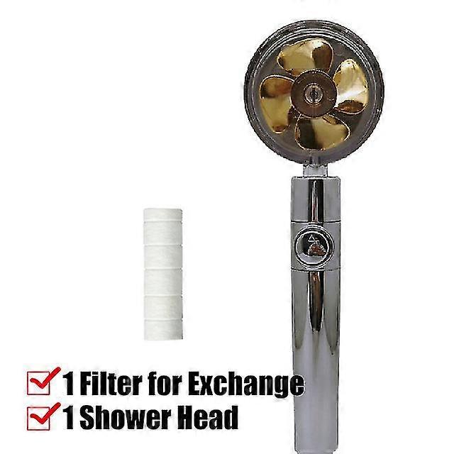 Guoguo Turbo Propeller Shower Head Water Saving High Preassure Flow 360 Degrees With Fan Extension Showerhead Rainfall With Holder