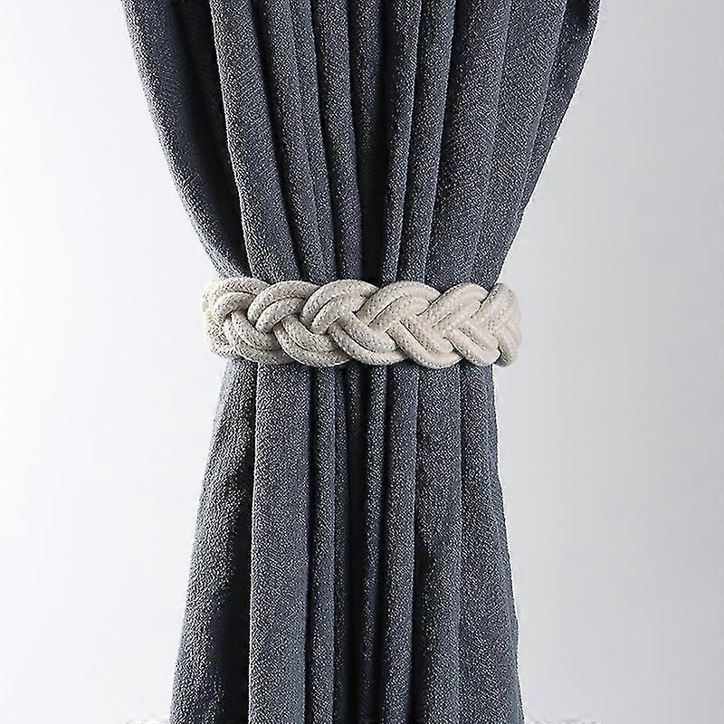 Curtain Tiebacks Ropes (2pcs) - Grey Decorative Handmade Cord For Window Drapes