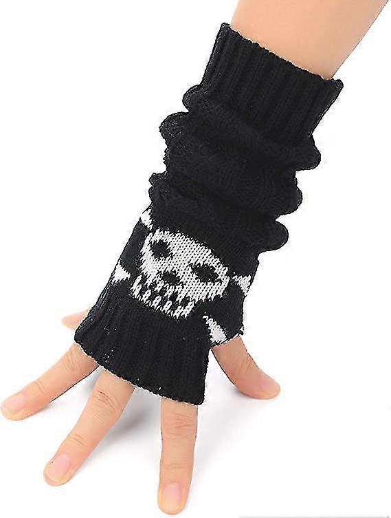 Fingerless Punk Skull Hand Warmer For Cosplay Typing Driving